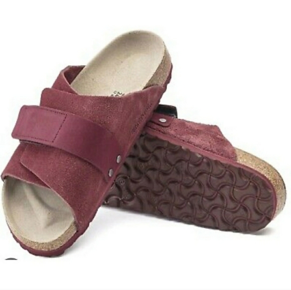NEW BIRKENSTOCK KYOTO NUBUCK MAROON SUEDE LEATHER MENS SIZE 12- 12.5 - Picture 1 of 10
